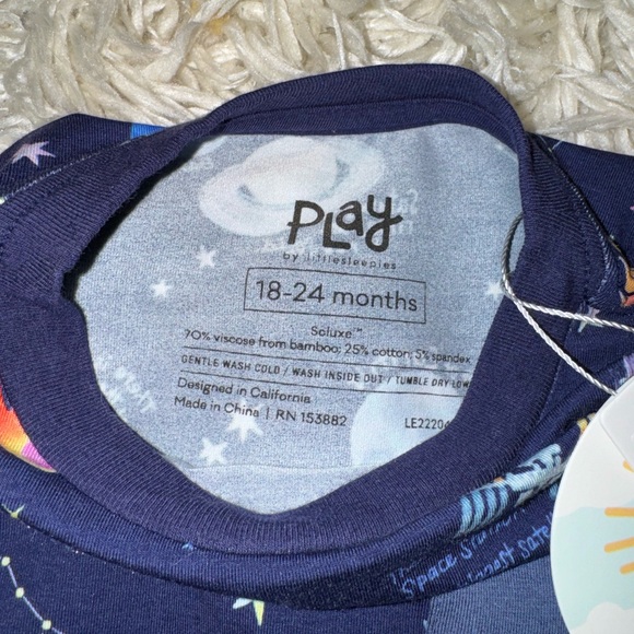 🔭 Through my Telescope Little Sleepies Bamboo Play Outer Space T Shirt NWT - Picture 4 of 6